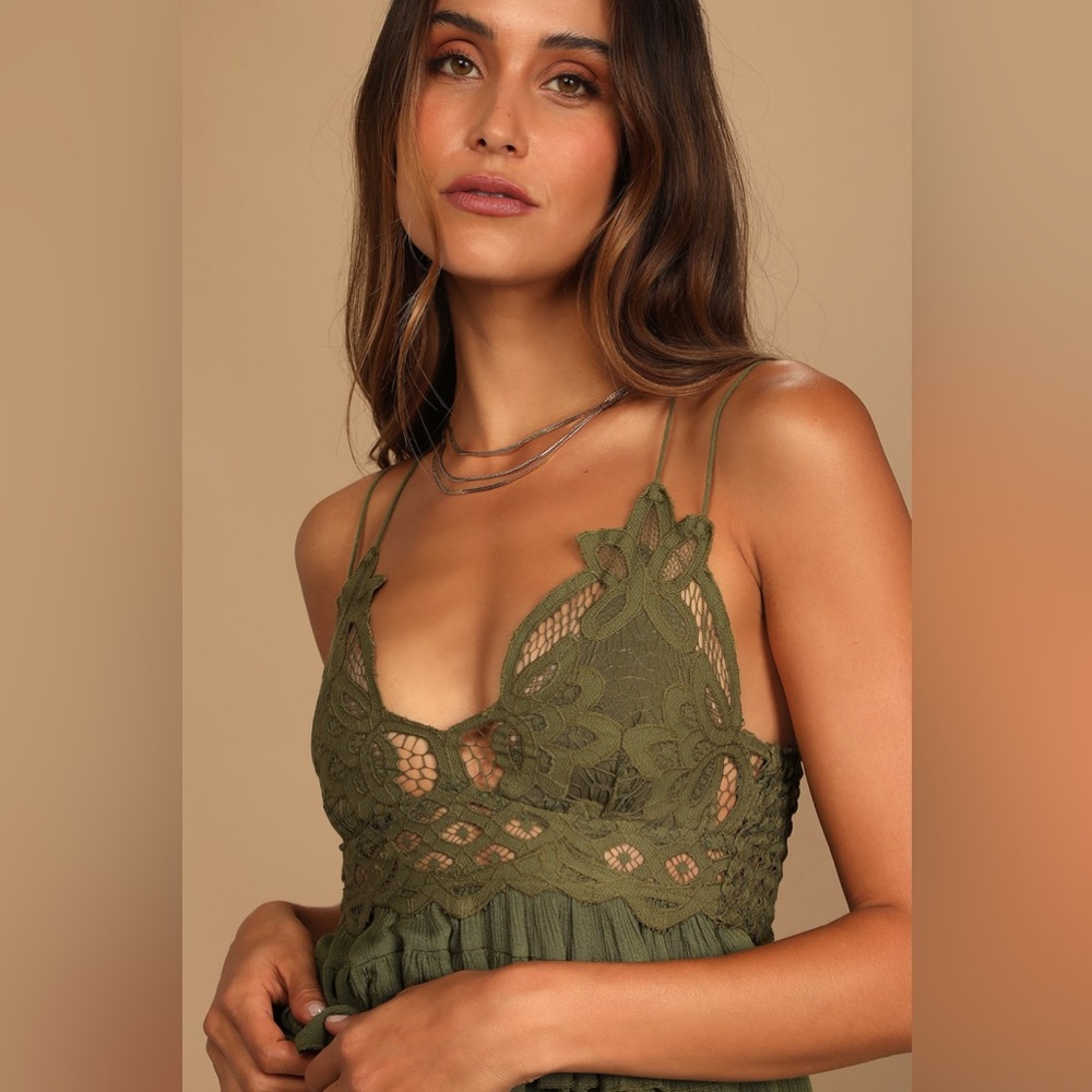 🌻🚨🆕FREE PEOPLE🚨 ADELLA CAMI TANK-Olive Sparrow Color-Sizes Small & Medium - Picture 9 of 15